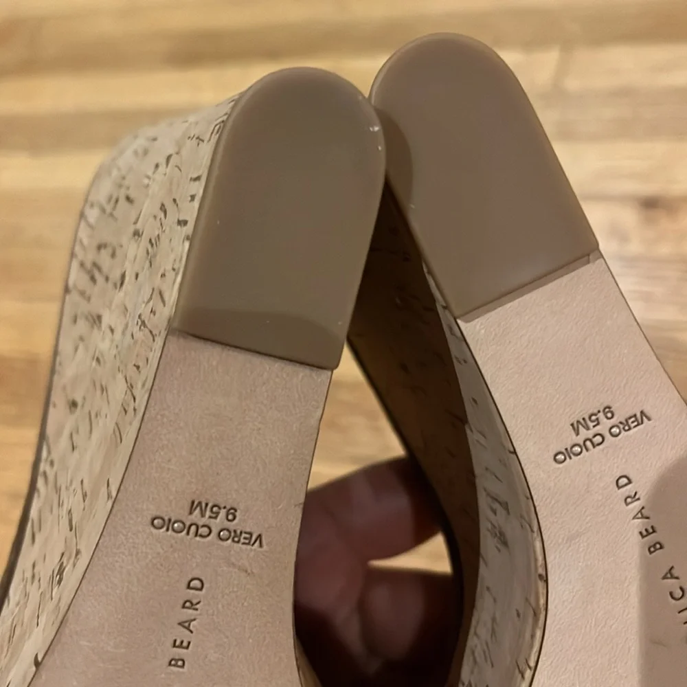 Veronica Beard Dali Platform Wedge Sandal Multi Woven Raffia Cork Size 9.5 New
